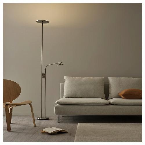 イケア（IKEA） LEDフロアアップライト 読書ランプ 調光可能 ニッケル