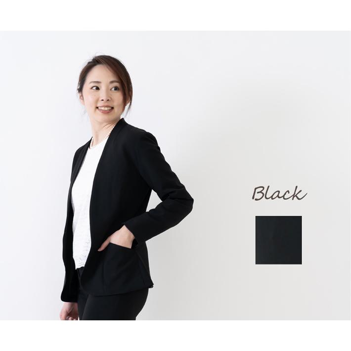 日本製」 ノーカラー ジャケット カラーレス 仕事 オフィス 卒業式