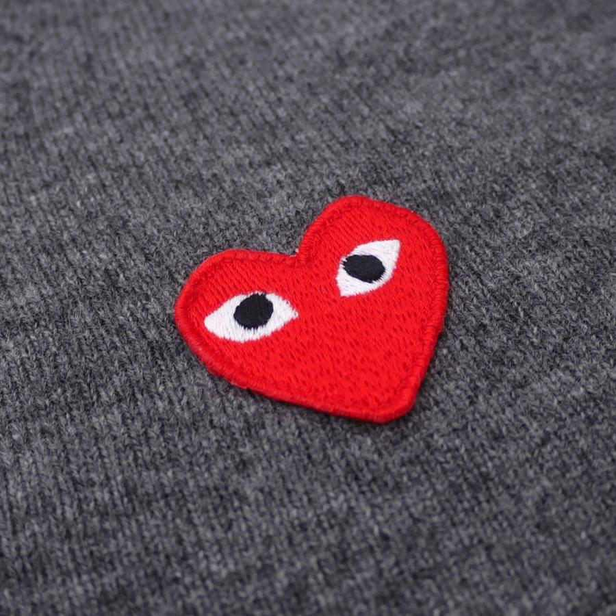 プレイ コムデギャルソン ニットポロ ハートワッペン M ボルドー