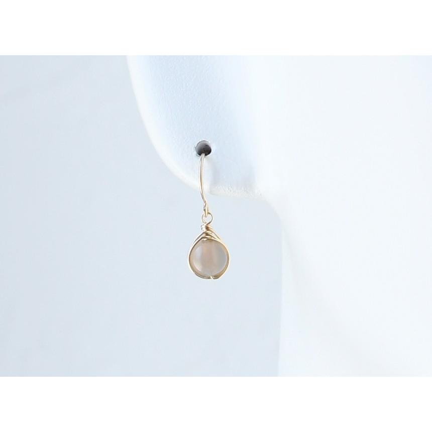 L'ange（ランジュ） 天然石 グレーオニキス 14kgf ピアス レディース