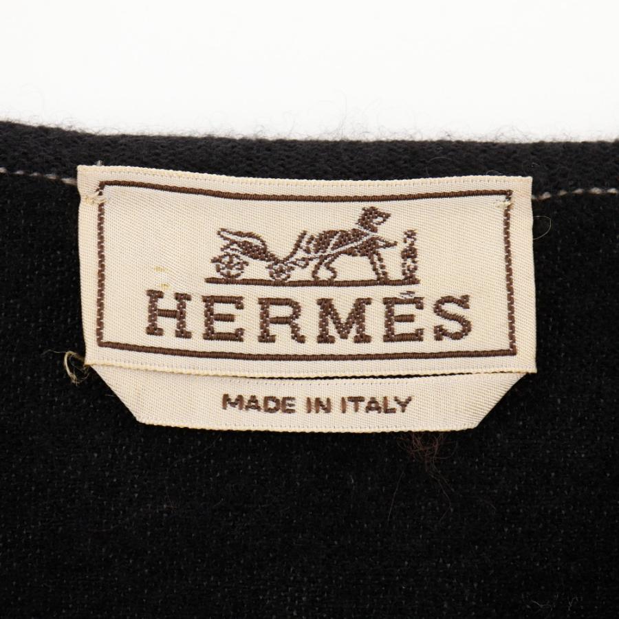 HERMES（エルメス） ジップアップ カーディガン カシミヤ×コットン 黒