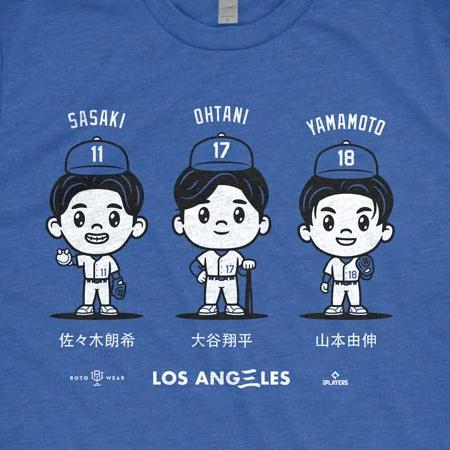 大谷翔平・山本由伸・佐々木朗希モデル 海外取寄 Tシャツ 3 TOMODACHI