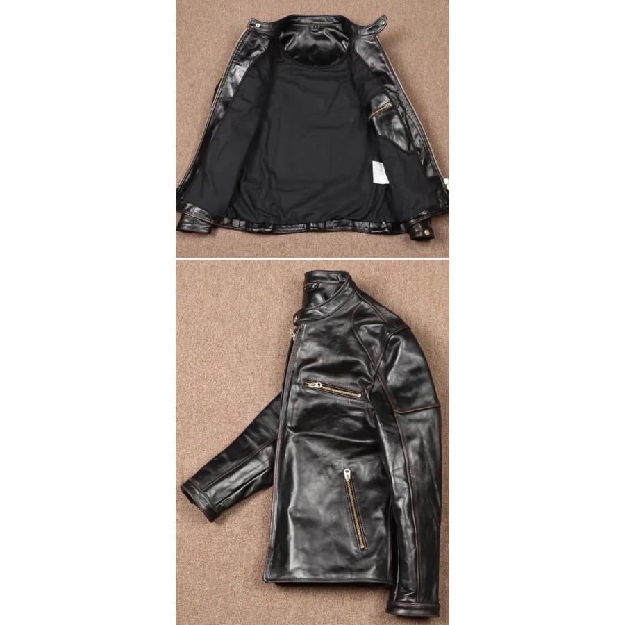 少量生産 革ジャン レザージャケット 本革 馬革 ホースハイド メンズ