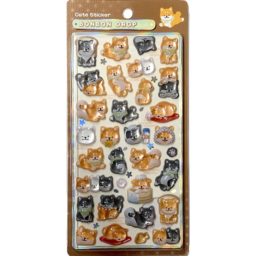 Q-LiA（クーリア） 正規品 ボンボンドロップシール 和柄 シール 柴犬