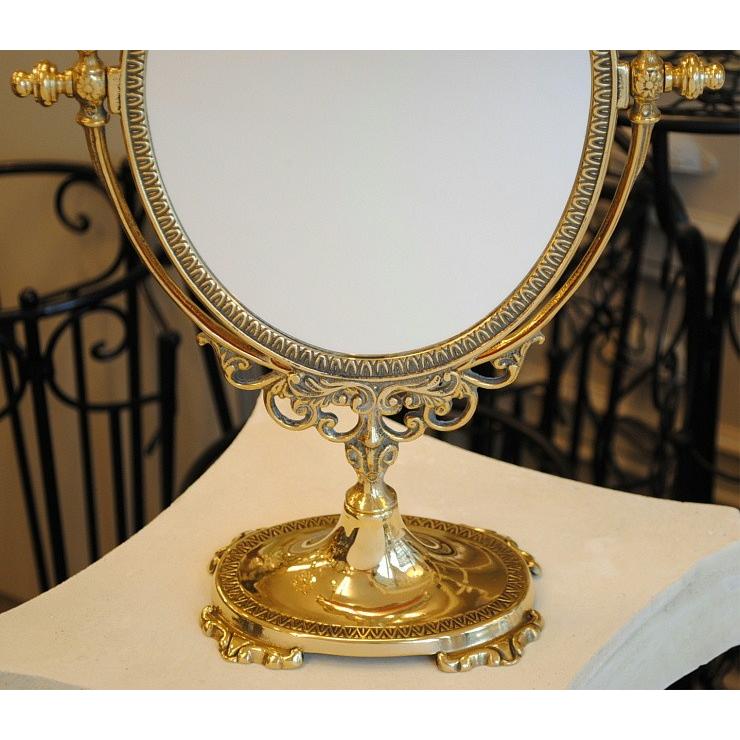 卓上ミラー スタンド 卓上 鏡 ミラー オーバル 真鍮 ブラス イタリア製