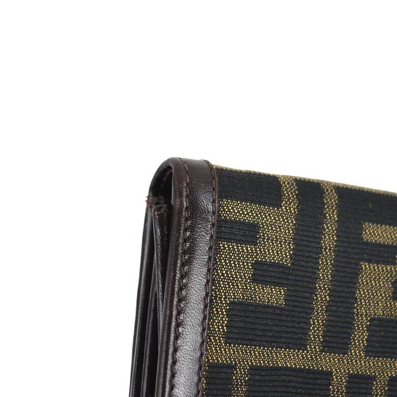 FENDI（フェンディ） 財布 ズッカ 二つ折り長財布 カーキ×ダーク
