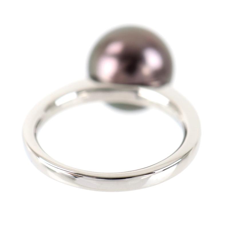 指輪 レディース プラチナ900 13号 ブラックパール 11.7mm ダイヤ 0.11