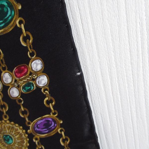 CHANEL（シャネル） #apzs スカーフ 黒 マルチ シルク ビジュー柄 宝石