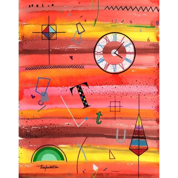 抽象画 絵画 現代アート 現代美術 水彩画 若松愛子 「記憶の層 P-1