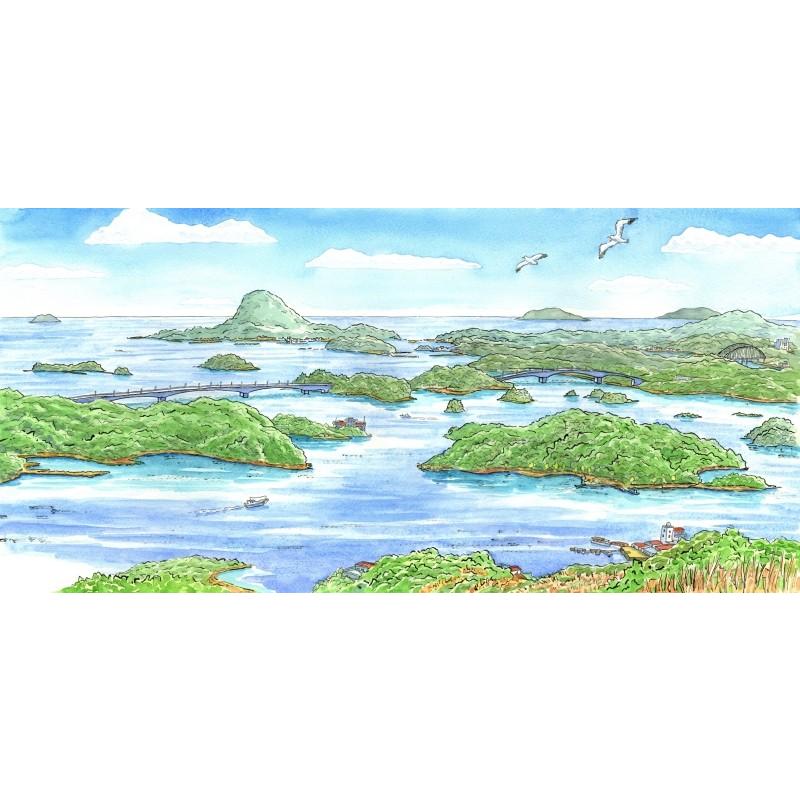 内藤謙一 薫風・天草の海 熊本県天草 絵画 風景画 海 水彩画