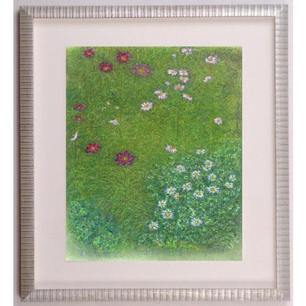 瀬崎正人 はなたば 花 絵画 野菊 コスモス クレヨン画 インテリア