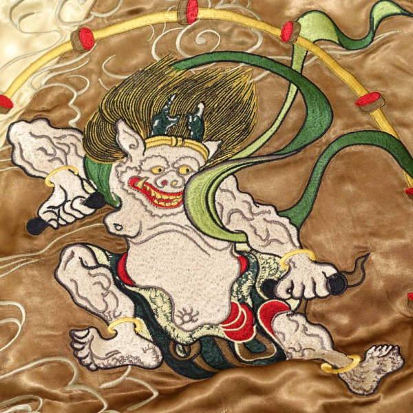 風神雷神刺繍スカジャン リバーシブル 花旅楽団 SCRIPT メンズ