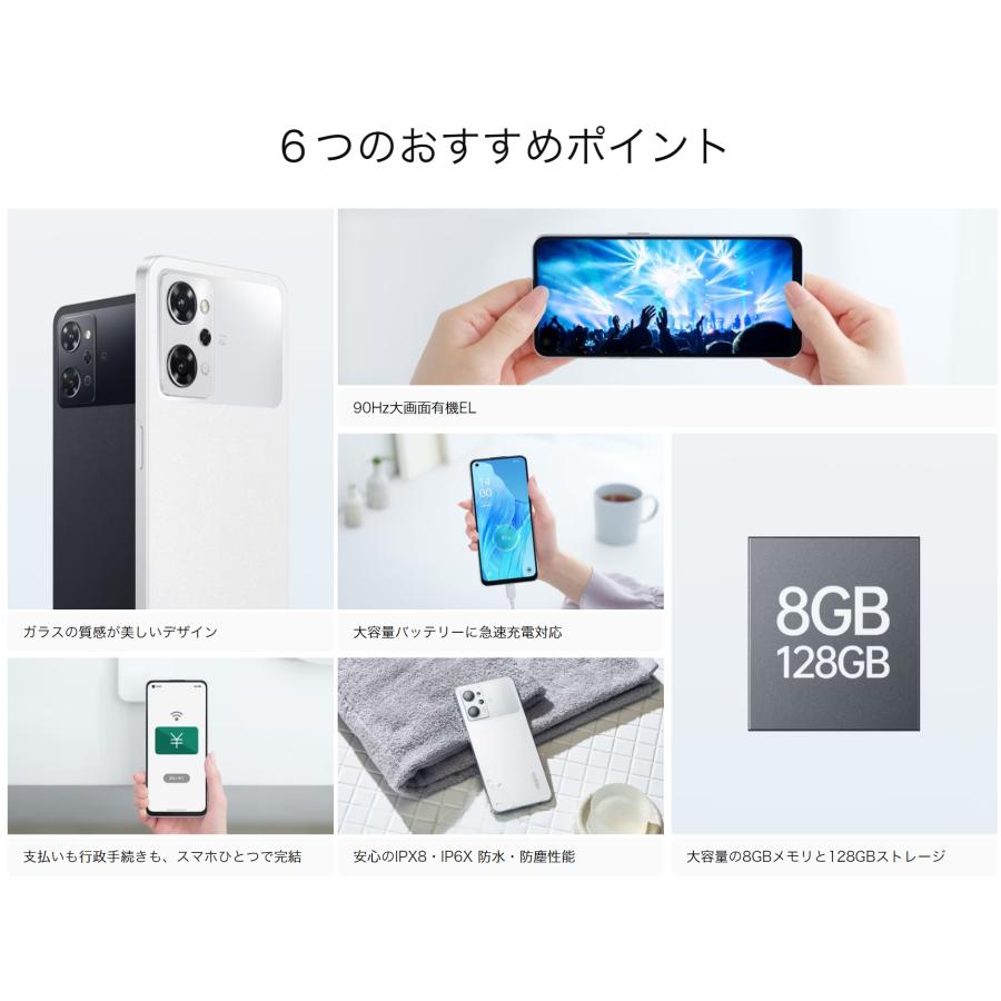 Reno SIMフリー OPPO Reno9 A A301OP ムーンホワイト RAM8GB ROM128GB