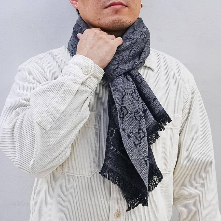 GUCCI（グッチ） ストール マフラー メンズ レディース GG柄 グレー