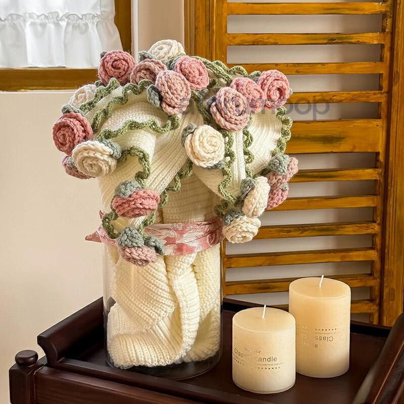 花束ブランケット 完成品 ブーケブランケット ニット製 手編みフラワー