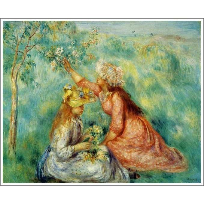 送料無料】絵画：ルノアール（ルノワール）「草原で花を摘む少女たち