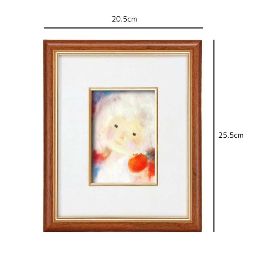 いわさきちひろ 絵画 柿を持つ少女壁掛け用 スタンド付き 額入りの絵