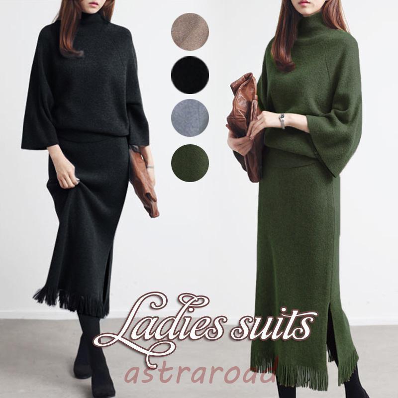 卒業式 服 母 セットアップ レディース ニット スカート セーター 春