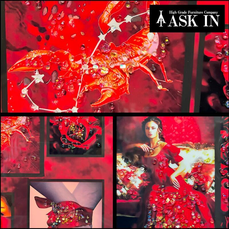 クリスタルアート 情熱 41x61cm 薔薇 さそり座 scorpio 星座 星