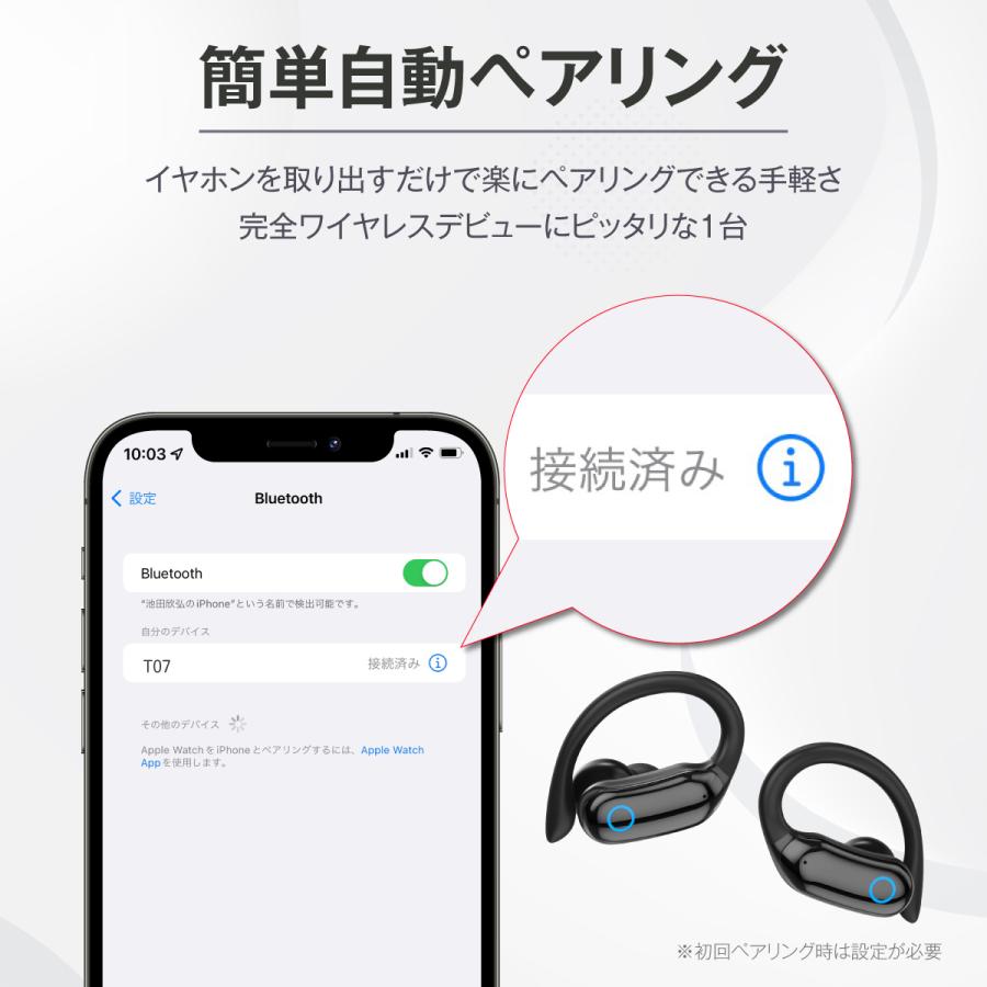 耳掛け型 ワイヤレスイヤホン Bluetooth 5.3 iPhone android 9h再生
