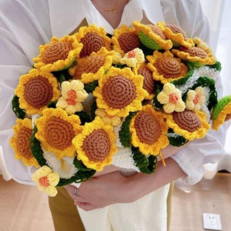 花束ブランケット 花束 ひまわり 咲く ブランケット 90cm かぎ針編み