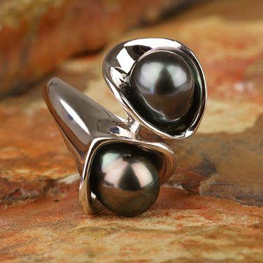 ブラックパール 黒蝶真珠 リング 指輪 9mm SV925 タヒチ産 黒真珠 6月