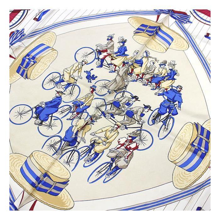 HERMES（エルメス） カレ90 スカーフ『LES BECANES』自転車 シルク 青