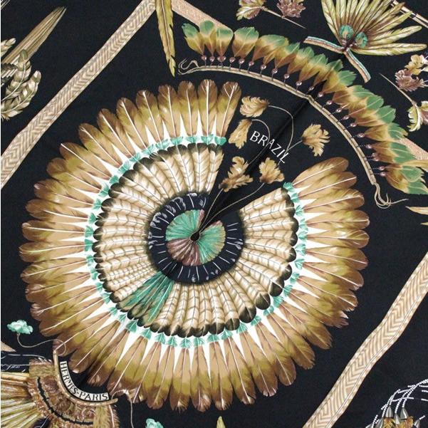 美品 エルメス HERMES カレ90 スカーフ BRAZIL ブラジル 黒系 シルク