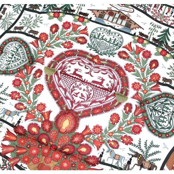 未使用 エルメス HERMES カレ90 Decoupages デコパージュ 赤系 大判