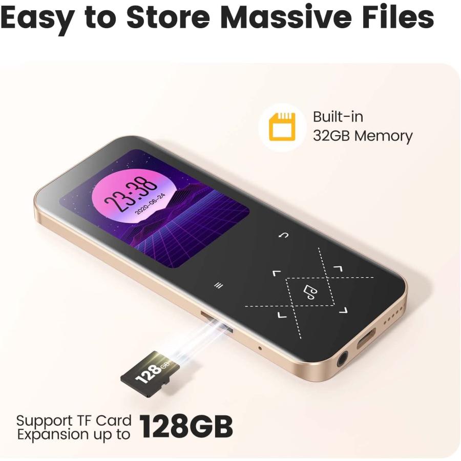 MP3プレーヤー Bluetooth5.3 内蔵32GB HiFi ダイレクト録音 内蔵