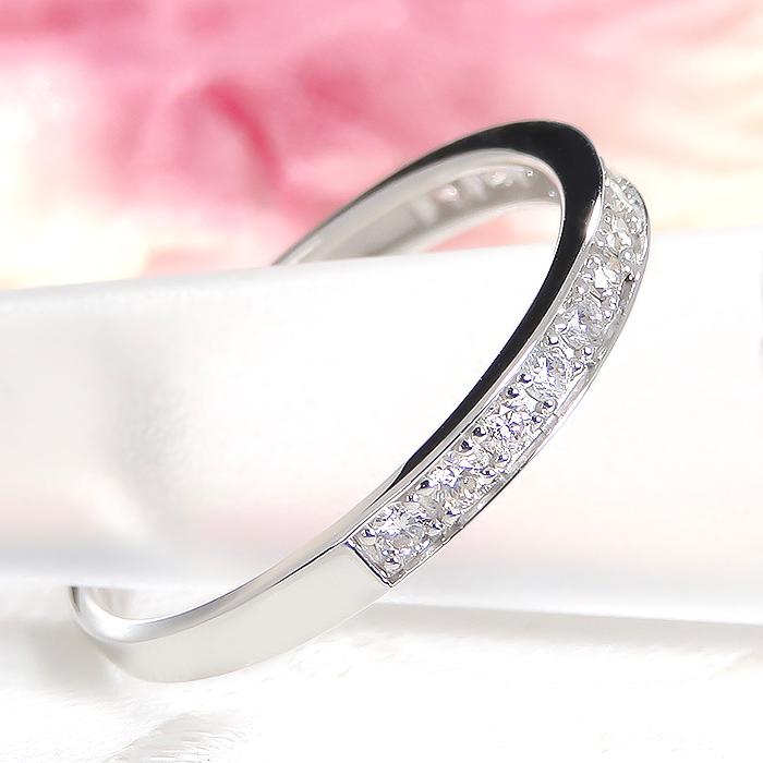 Pt950 0.2ct ダイヤモンド ハーフ エタニティ リング 送料無料 指輪