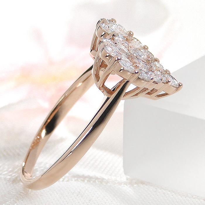 K18 YG PG 1.0ct ハートモチーフ ダイヤモンド リング 送料無料