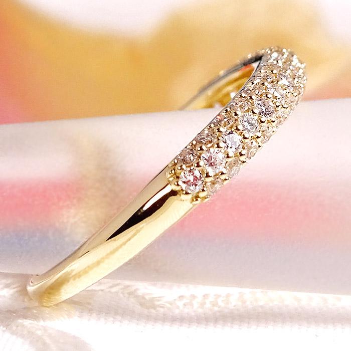 K18 YG PG WG 0.4ct ダイヤモンド パヴェリング 送料無料 ジュエリー