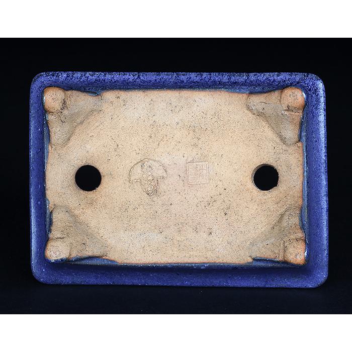 盆栽鉢 「東福寺瑠璃釉窯変長方鉢」 植木鉢 初代 平安東福寺 落款あり