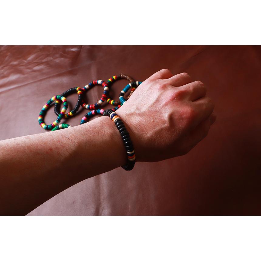 LITTLE WING エスニック ボーダーカラーウッディ ビーズ・ブレスレット