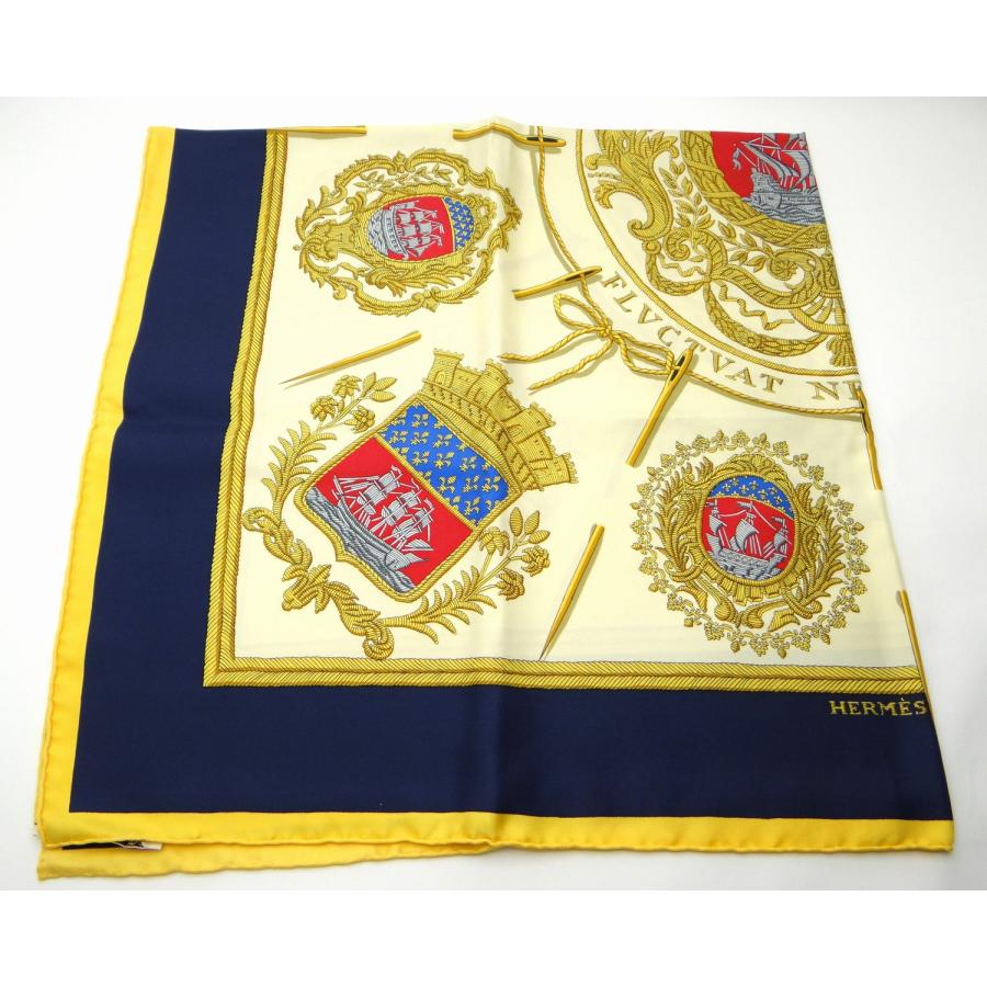 HERMES（エルメス） カレ90 LES ARMES DE PARIS パリの紋章 大判シルク