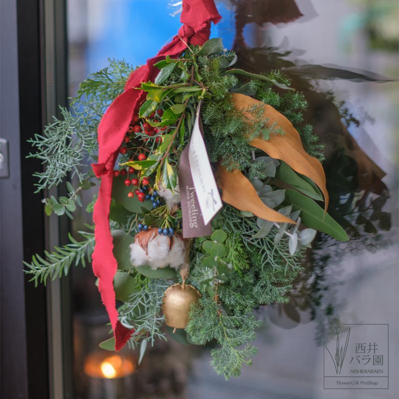 クリスマススワッグ 玄関 壁飾り 生花 フレッシュ インテリア おしゃれ