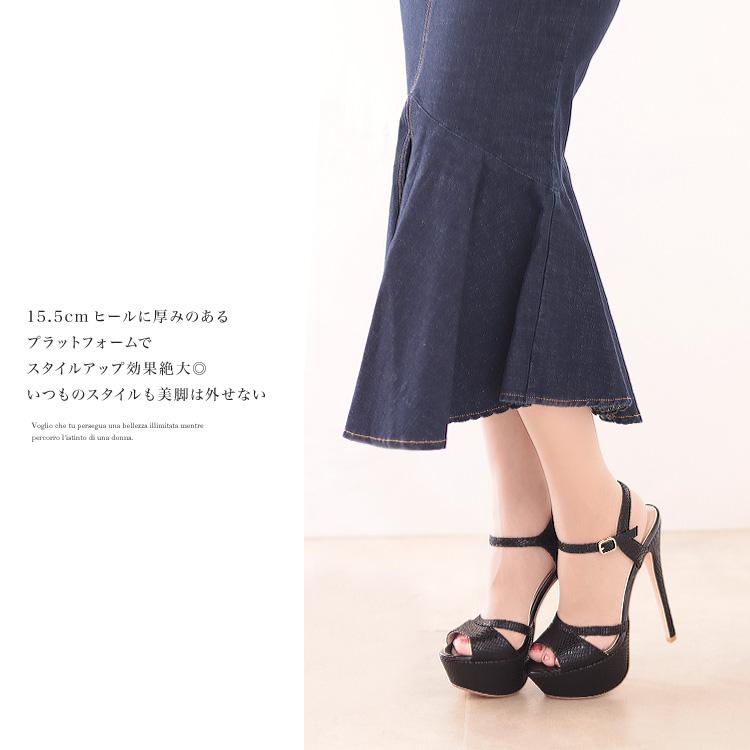 SALE サンダル アンクルストラップ オープントゥ ヒール15cm