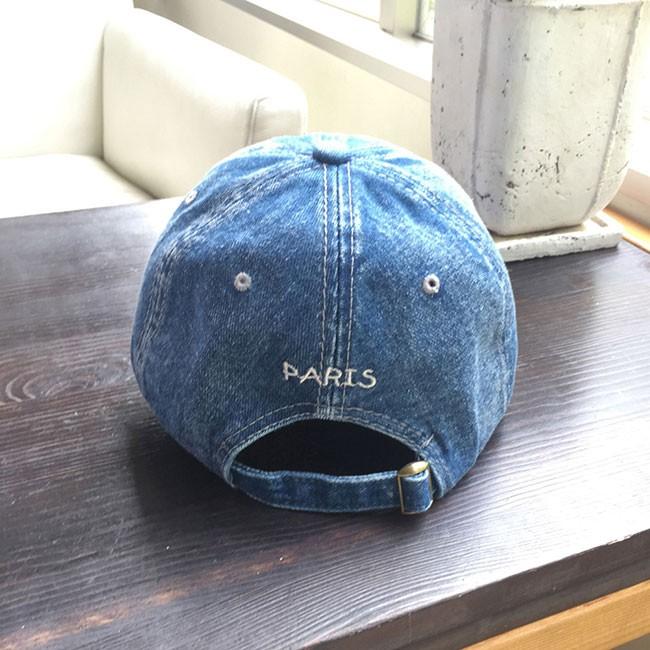 ベースボールキャップ 帽子 刺繍 PARIS ロゴ パリ ウォッシュド加工