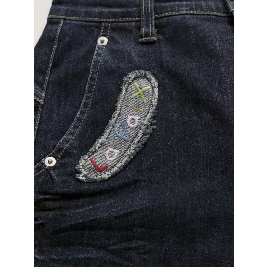 アルベロベロ 318090 デニムパンツ M ネイビー パッチワーク ビジュー