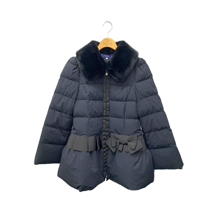 エムズグレイシー 319607 ダウンコート 40 ブラック リボン フェイク