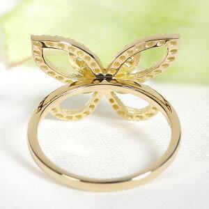 K18YG Pt950 バタフライ ダイヤモンド リング 0.5ct 人気 ジュエリー