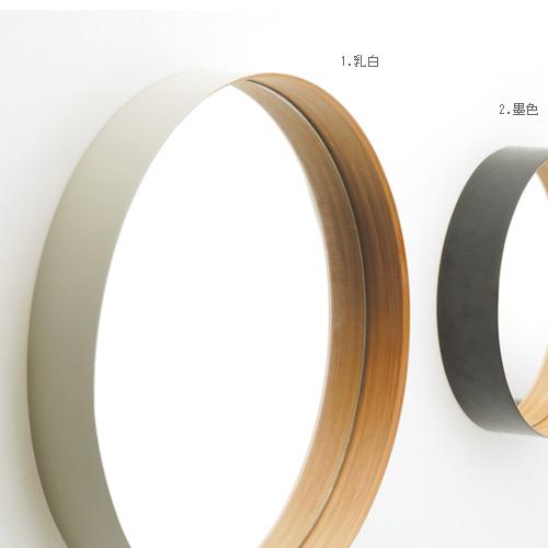 TEORI 竹の 壁掛けミラー ZERO M 乳白 墨色直径40cm 木製 竹製 天然木