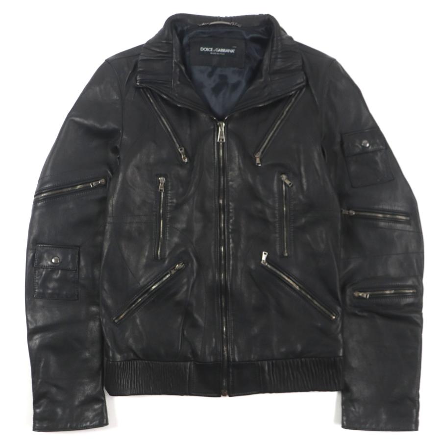 美品▽DOLCE&GABBANA ドルチェ＆ガッバーナ ラムレザー 黒タグ マルチ