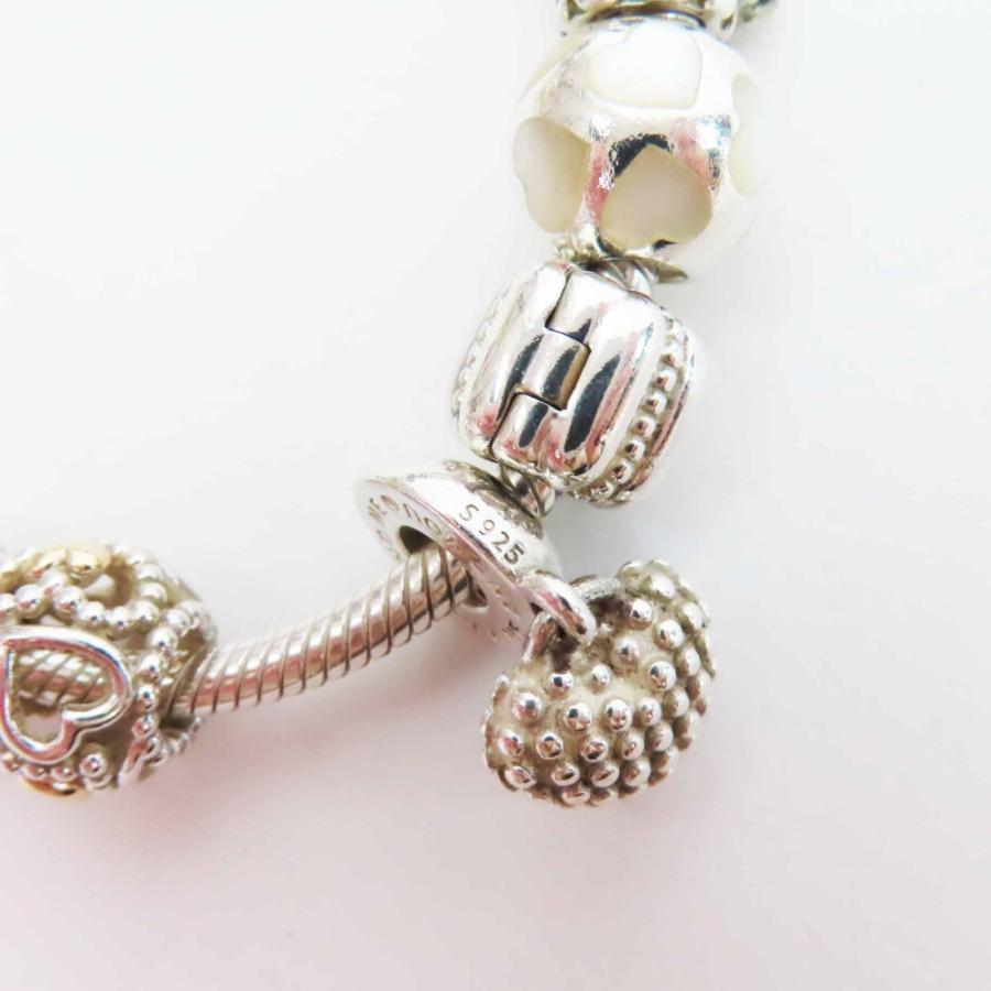 美品◎PANDORA パンドラ ハートモチーフ チャーム9個 ブレスレット