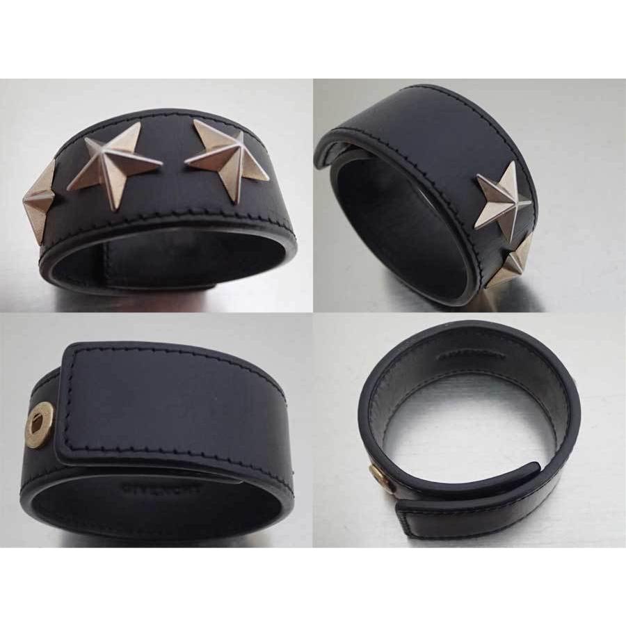 ジバンシィ GIVENCHY バングル スタースタッズ レザー ブラックx