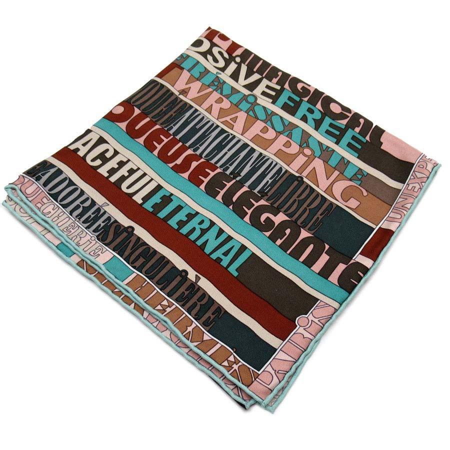 HERMES（エルメス） スカーフ カレ40 Mots de Soie シルク ピンク系