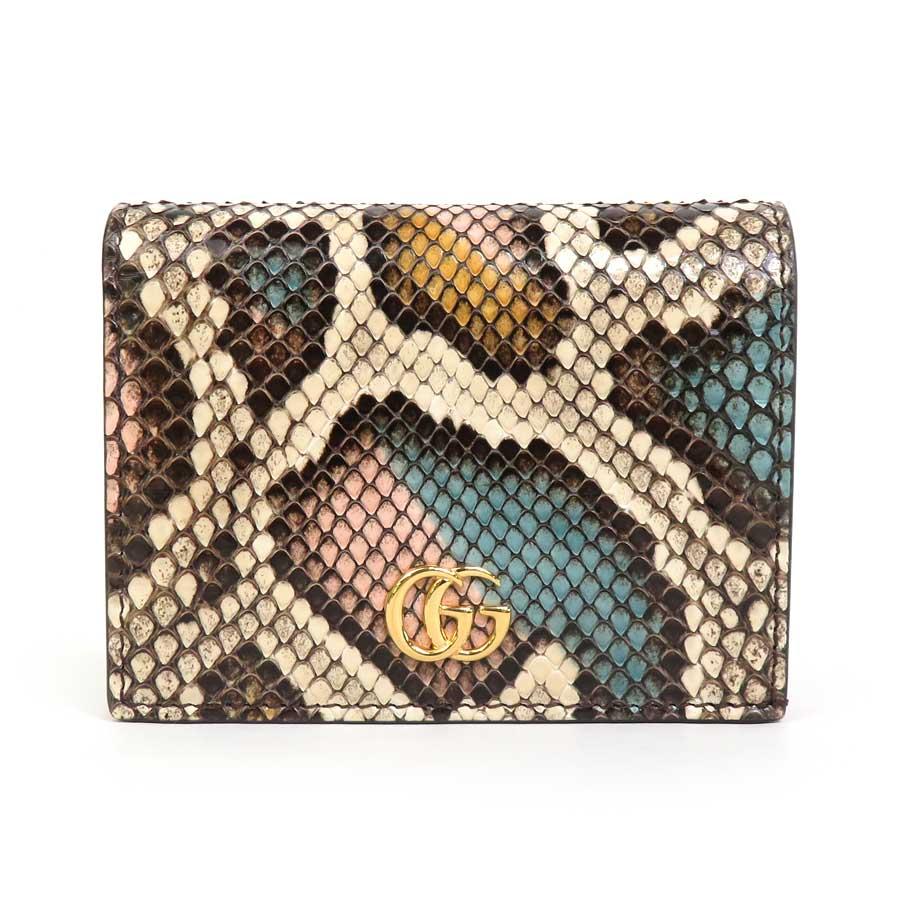 GUCCI（グッチ） 二つ折り財布 GGマーモント パイソン マルチカラー