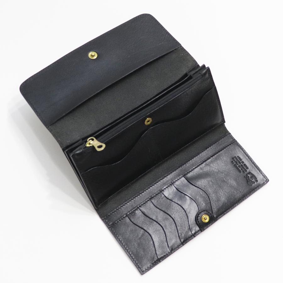 IL BISONTE（イルビゾンテ） 長財布 三つ折り ブラック ネロ ボタン
