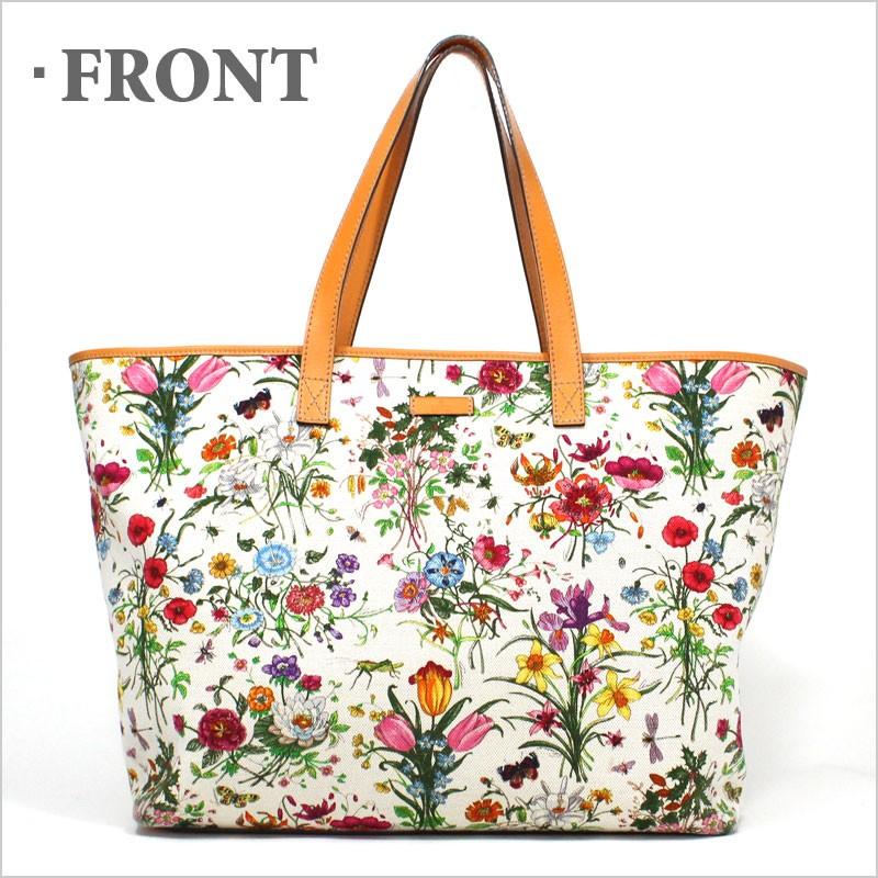 GUCCI（グッチ） トートバッグ フローラ キャンバス レザー イエロー